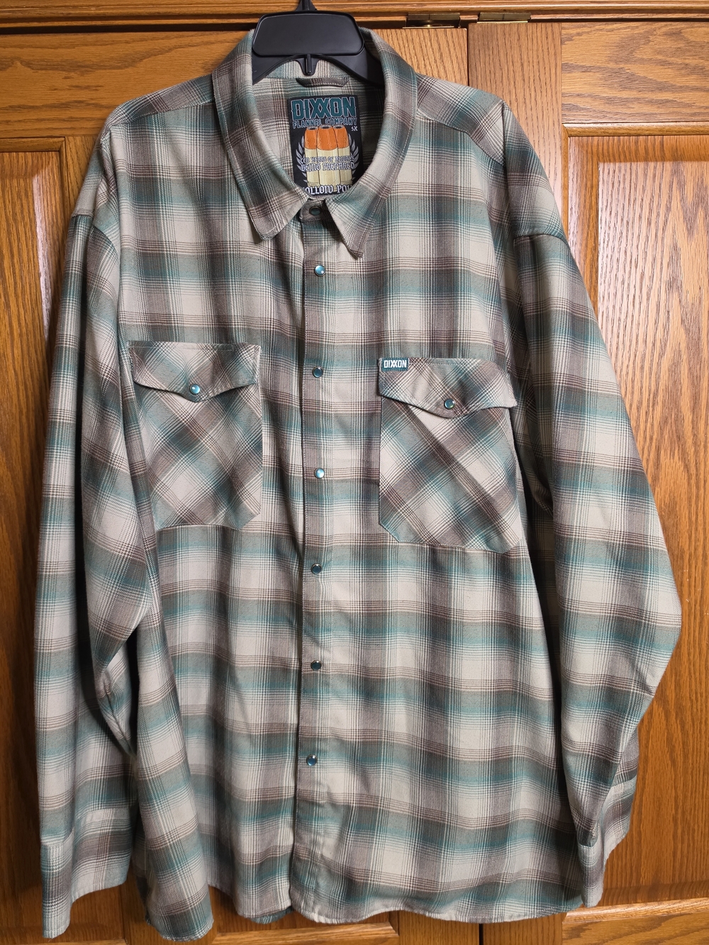 DIXXON Green and Beige Plaid Snap-Front Button-Up Shirt